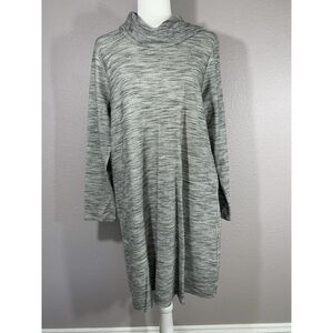 Pure Jill J Jill Green Marled Cowl‎ Neck Cotton Shift Dress Pockets Size Medium